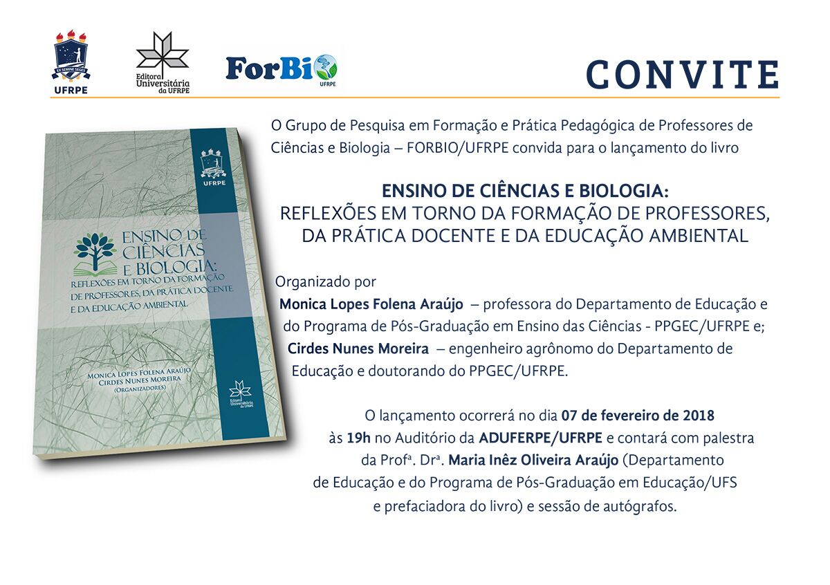 Cartaz com informações do lançamento do livro. Data, local, capa do livro, organizadores, etc