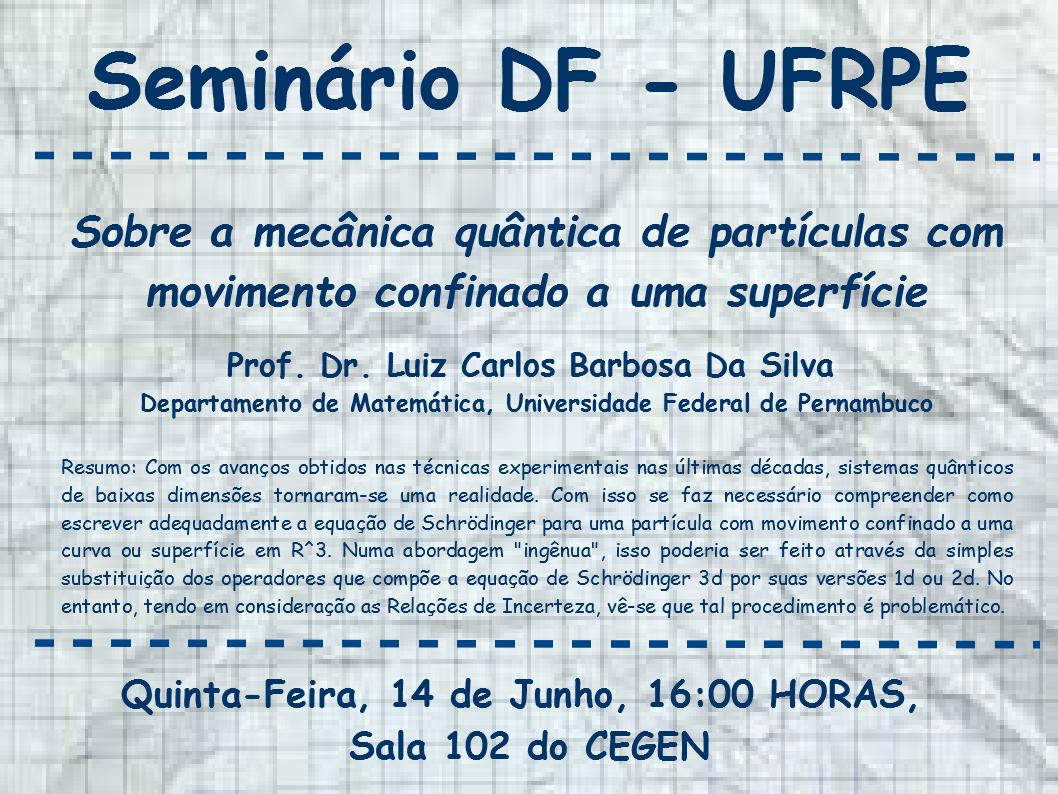 Cartaz com informações d o Seminário do Departamento de Física