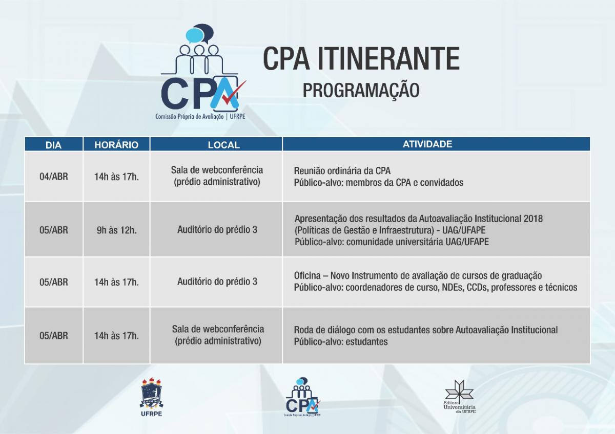 programação do evento
