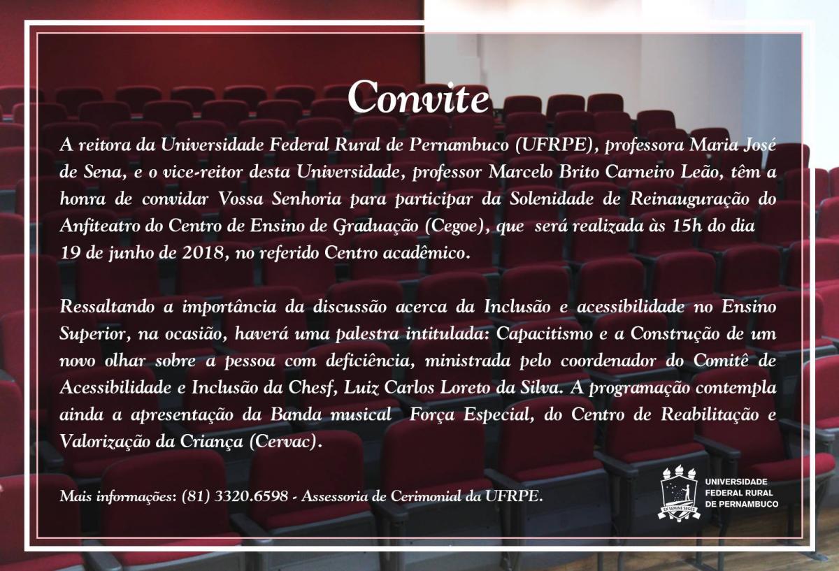 Imagem do convite com informações do eveto.