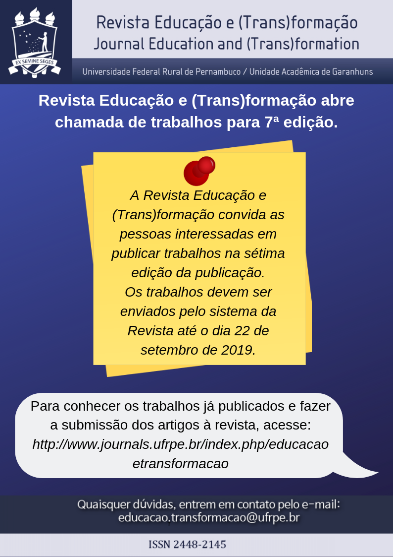 Convite com informações para submissão dos trabalhos