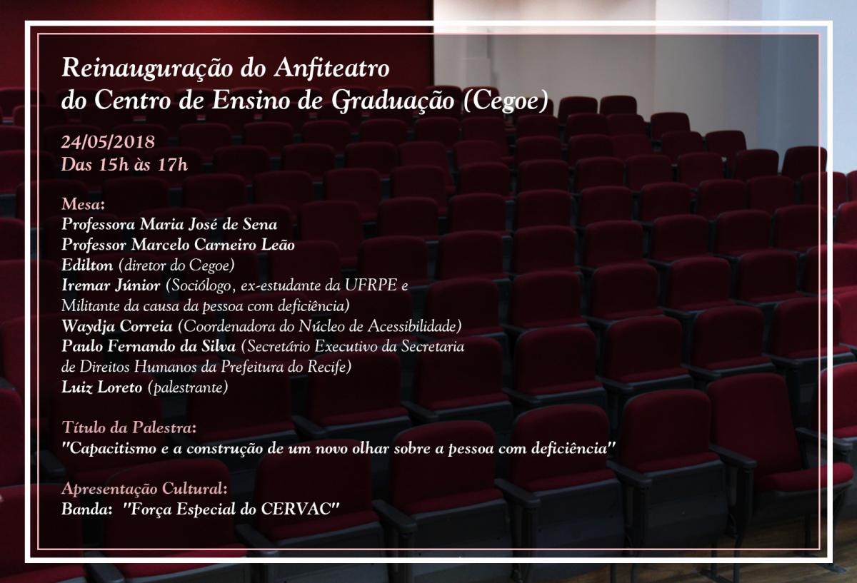 Convite com informações do evento: data, local, palestrantes, horário.