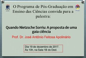 Cartaz do evento com informações sobre a palestra