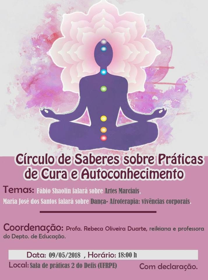 cartaz do ciclo de saberes sobre práticas de cura, com informações do evento
