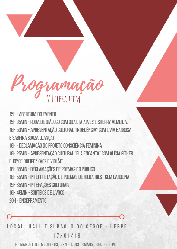 cartaz do evento com informações da programação