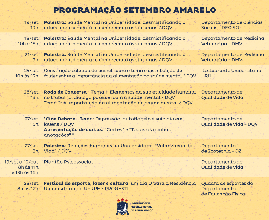 programação setembro amarelo na UFRPE