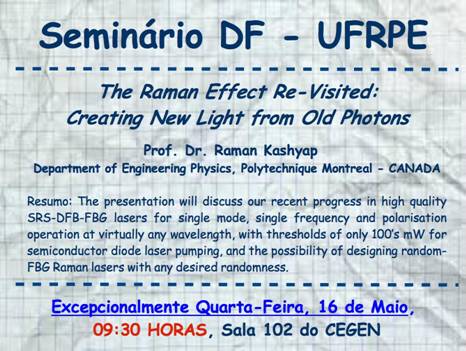 cartaz do seminário do Departamento de Física, com informações do evento