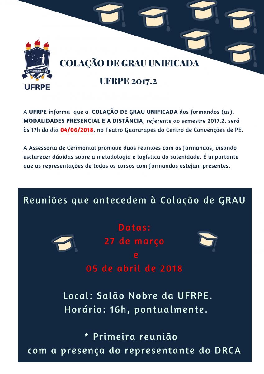 cartaz convite sobre reunião preparatória da Colação de Grau