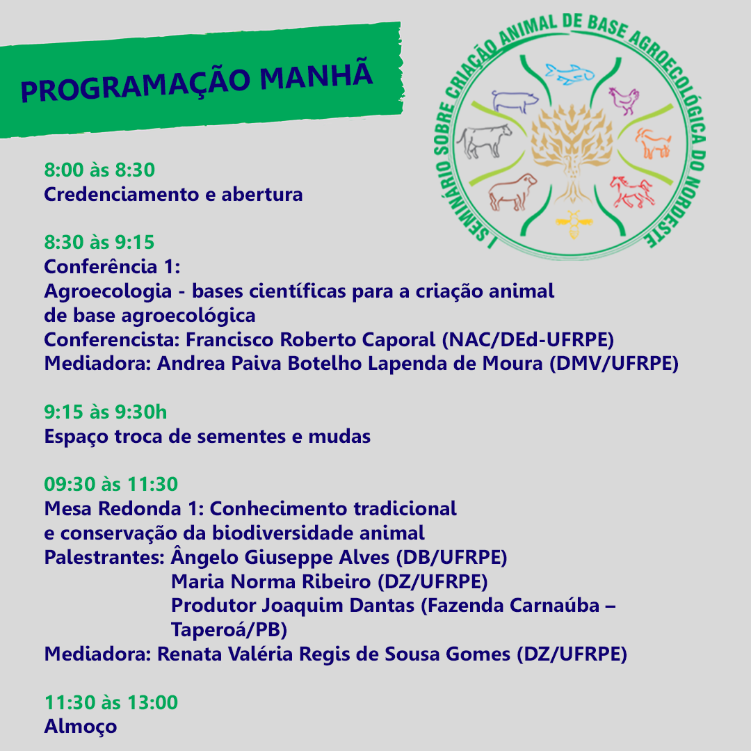 cartaz com atividades da programação do seminário na parte da manhã