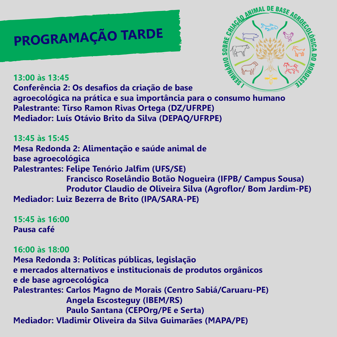 cartaz com atividades da programação do seminário na parte da tarde
